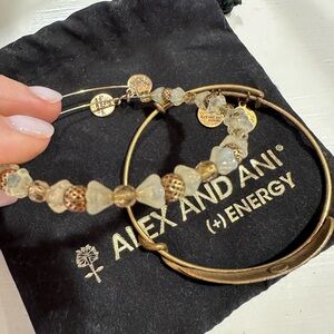 Alex and Ani Gold and Clear Beaded Bracelet Set
